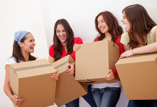 Packed student belongings ready for transport from a Swiss Cottage flat