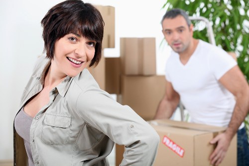 Packed boxes and furniture ready for transport in North West London